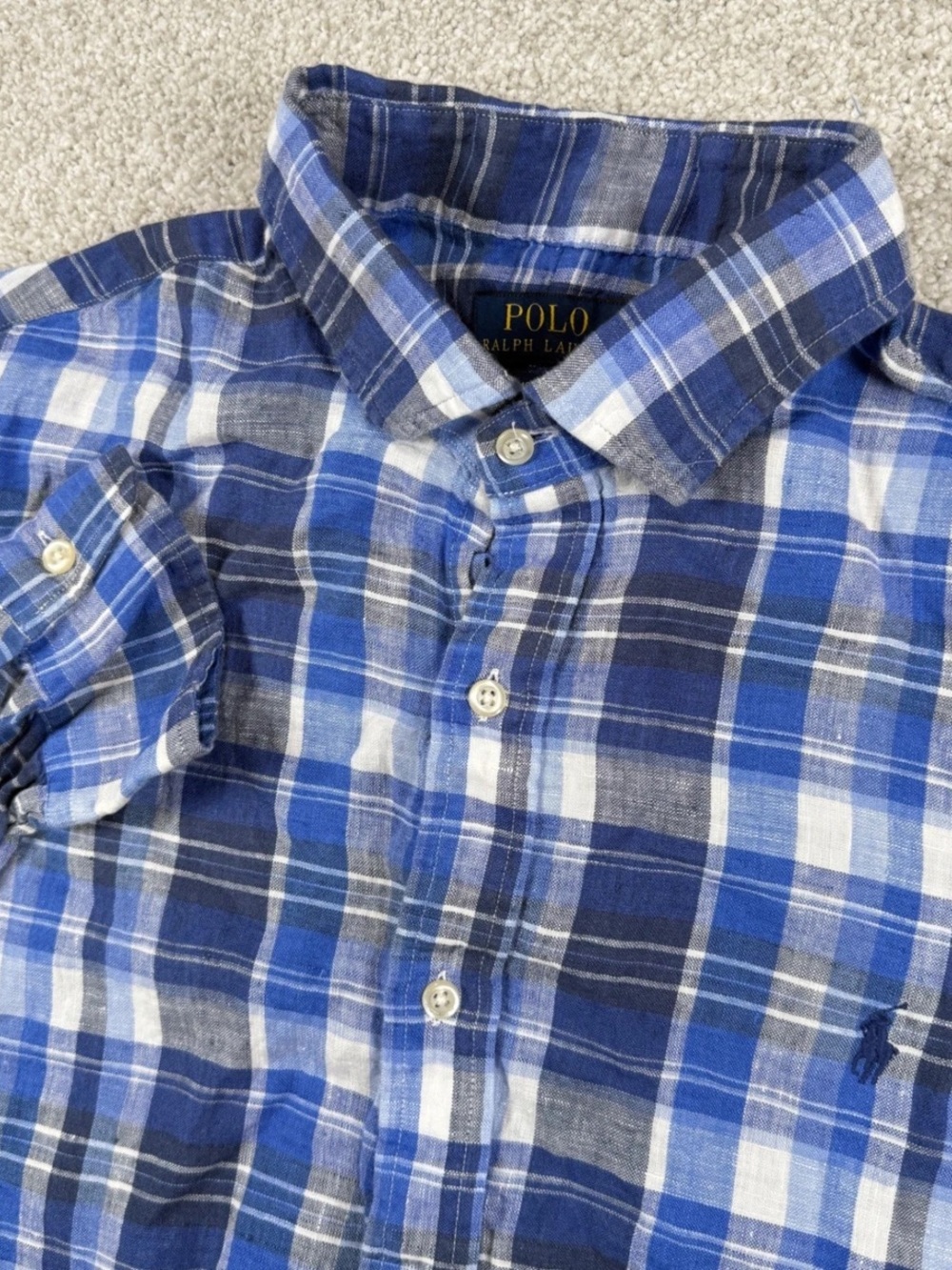 Ralph Lauren Classic Blue Plaid Long-Sleeve Shirt - Picture 5 of 5